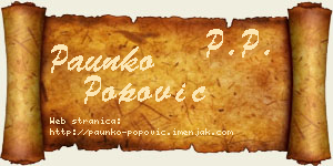 Paunko Popović vizit kartica